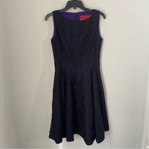 B Michael America Red Collection Lace Purple Fit and Flare Knee Length Dress 10